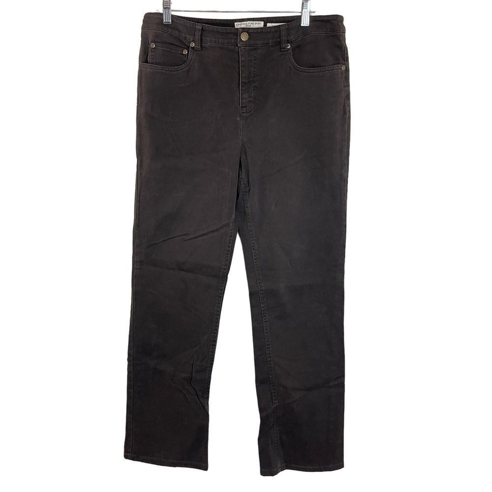 VINTAGE JONES NY SPORT Dark Brown Straight Leg Jeans, Size 12‎